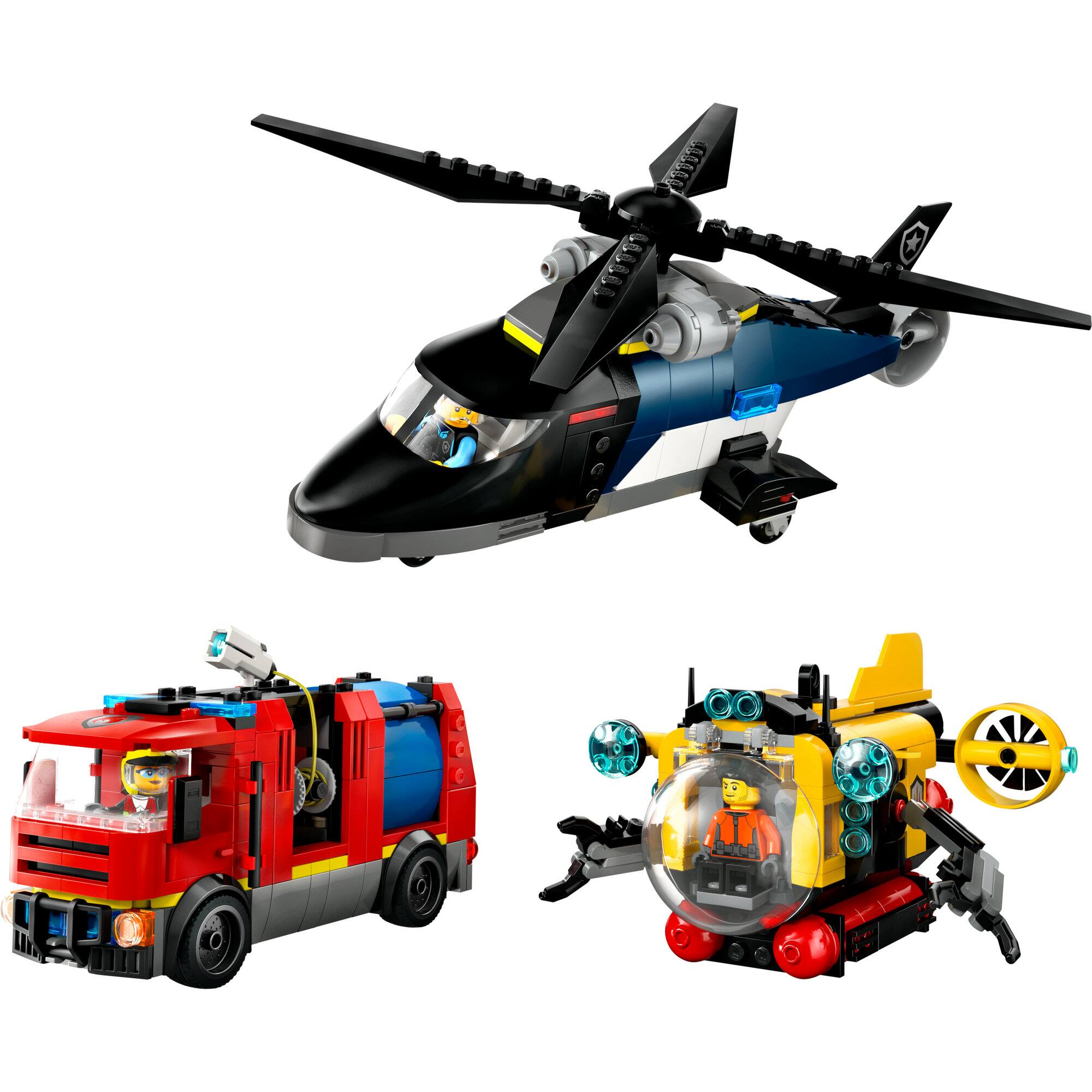 LEGO® City Helicopter, Fire Truck & Submarine Remix Toy Building Set 60462